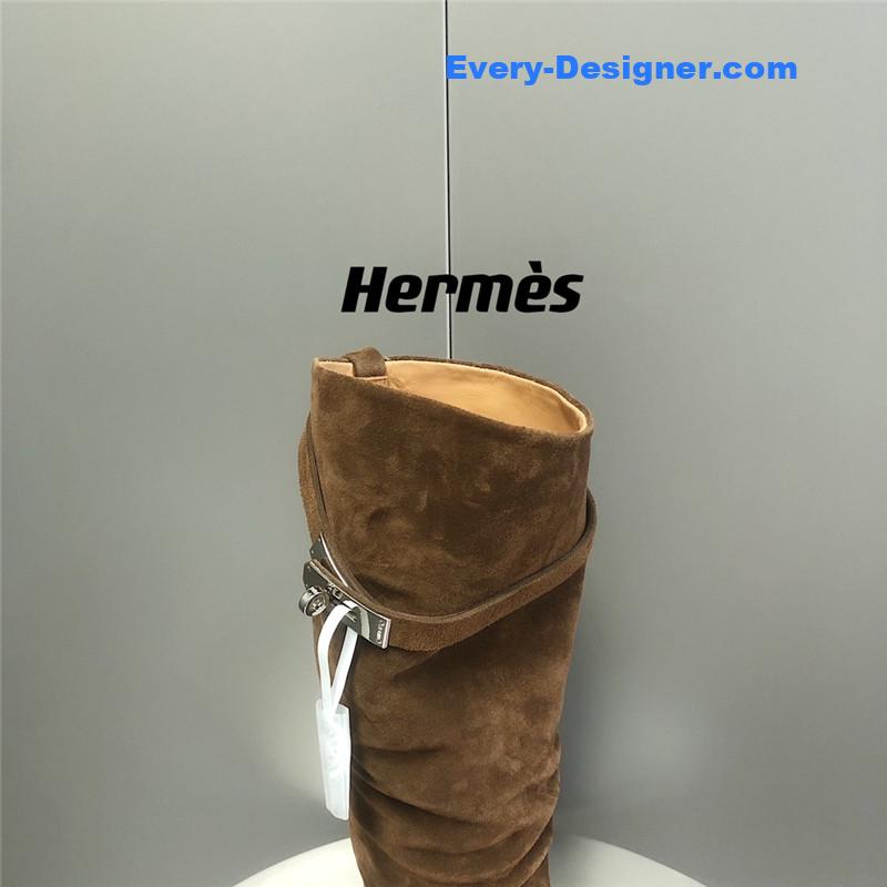H**me5 brown suede knee-length boots