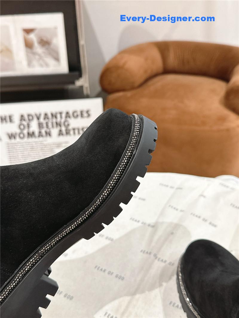 Rene Caovilla Black Knit Leather Knee-High Boots