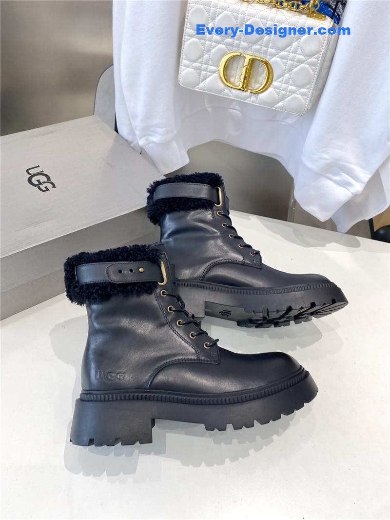 UGG Shearling Lace-Up Boots Black