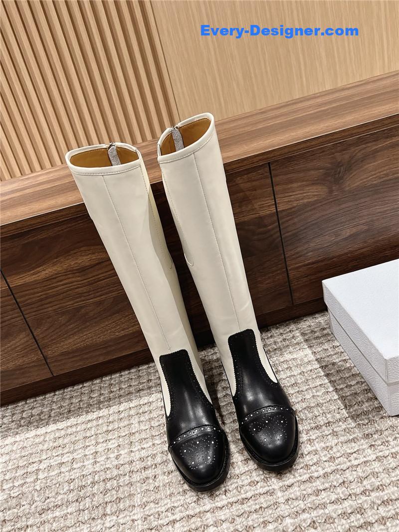 D10r d-folk knee high boots in white black