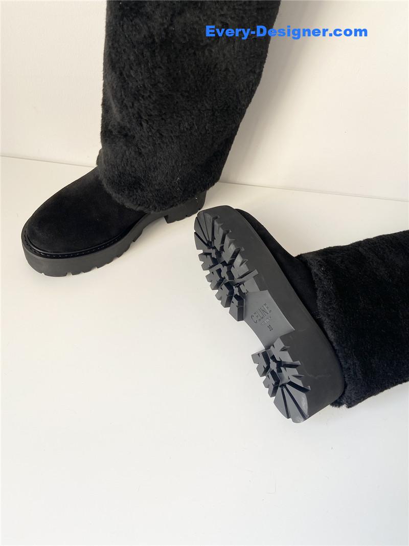 Ce1i*e bulky high boot with triomphe tassels in shearling suede