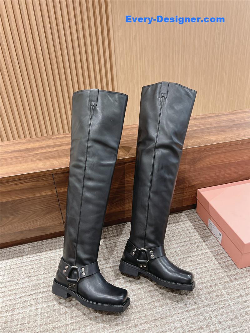 Acne Studios Leather Buckle Over-the-Knee Boots