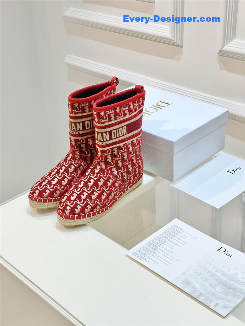 D10r red velvet monogram granville flat espadrille boots