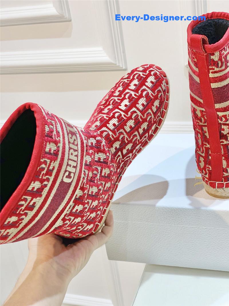 D10r red velvet monogram granville flat espadrille boots