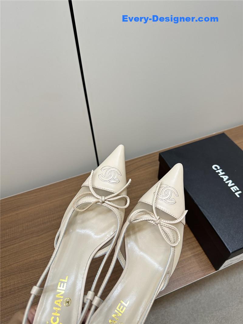 Ch**el pointed bow mesh sexy sandals