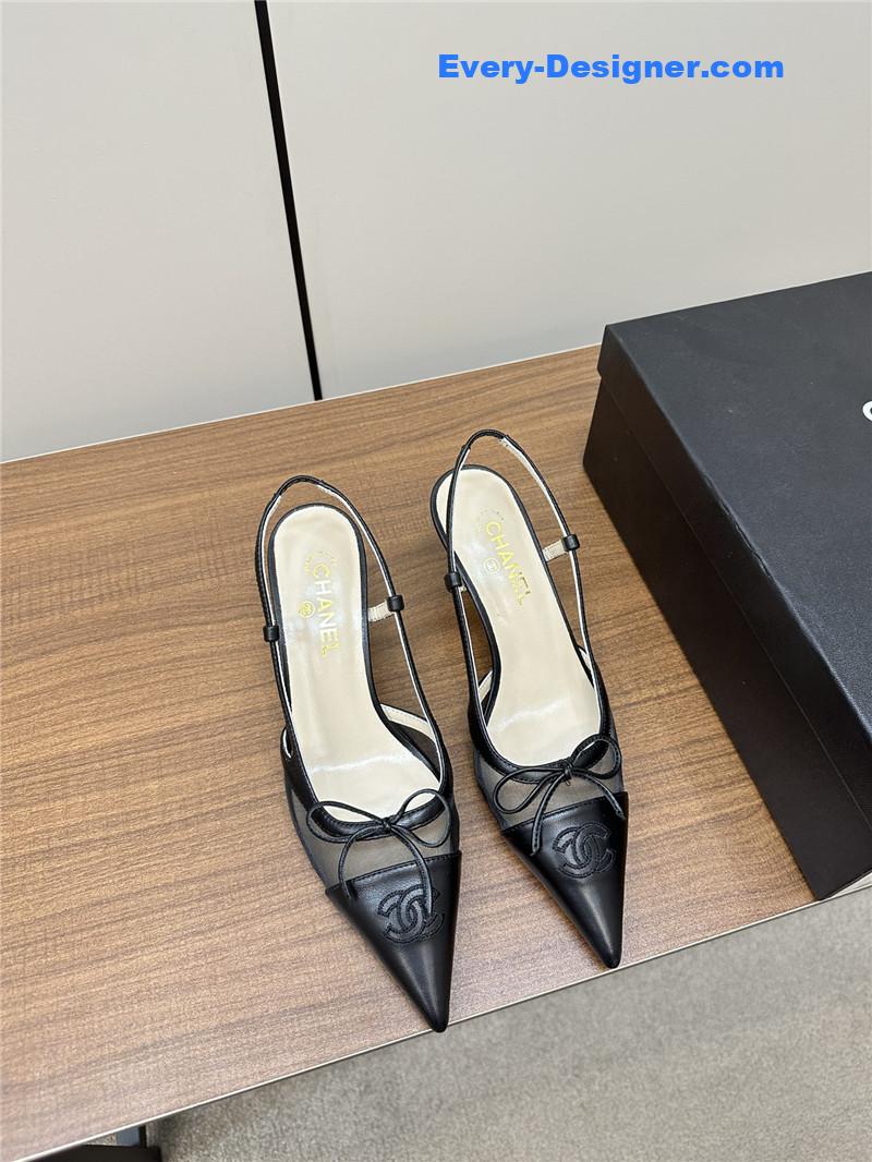 Ch**el pointed bow mesh sexy sandals