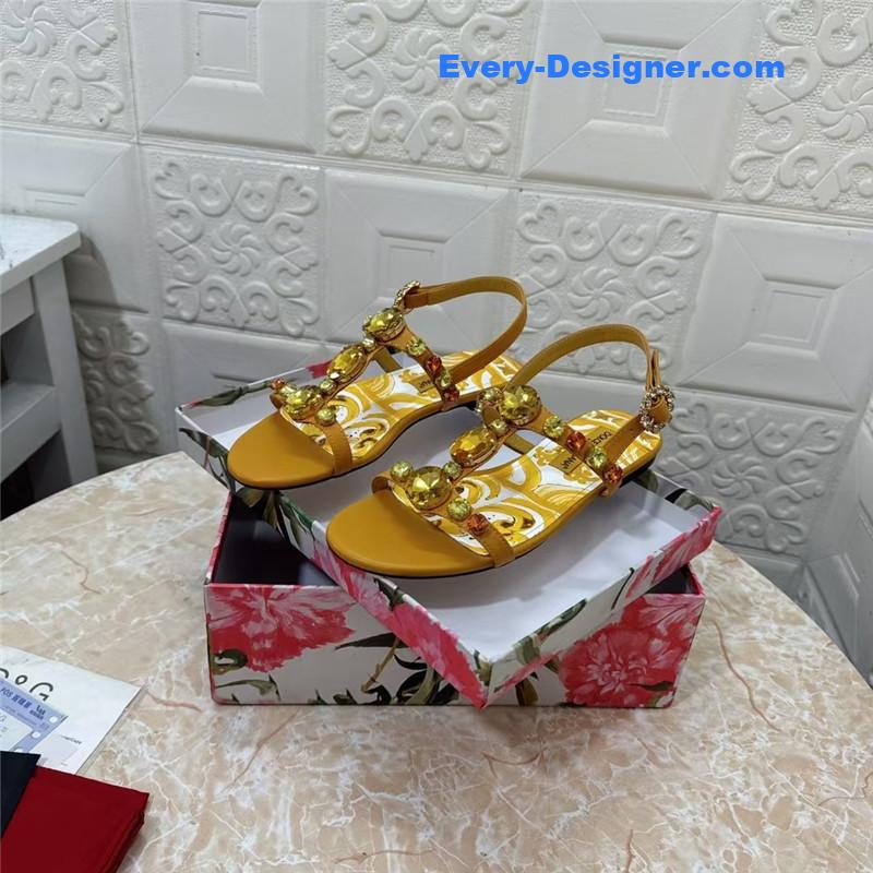 DG Stone Embellished Yellow Pattern Sandals