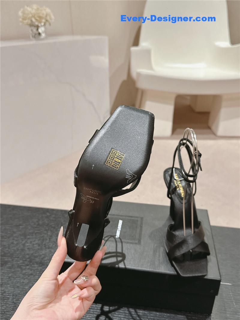 Sa1nt Lau*nt corinne black satin crepe sandals