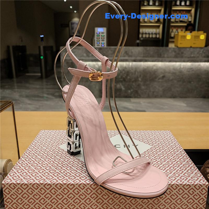 Givenchy G Cube Heeled Sandals in Pink Lambskin