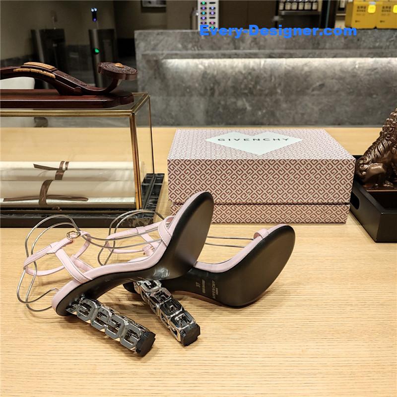 Givenchy G Cube Heeled Sandals in Pink Lambskin