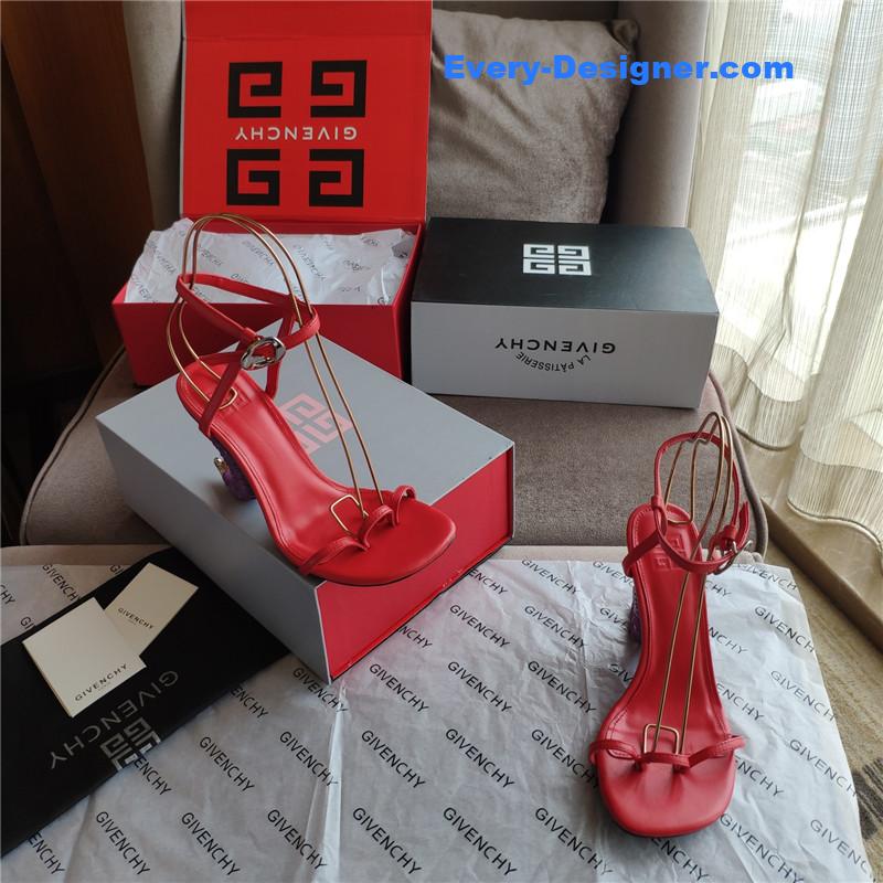 Givenchy Triple Toe Horn Slingbacks Red and Purple