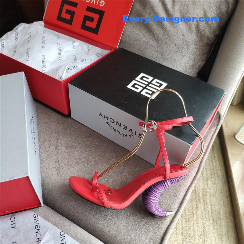 Givenchy Triple Toe Horn Slingbacks Red and Purple