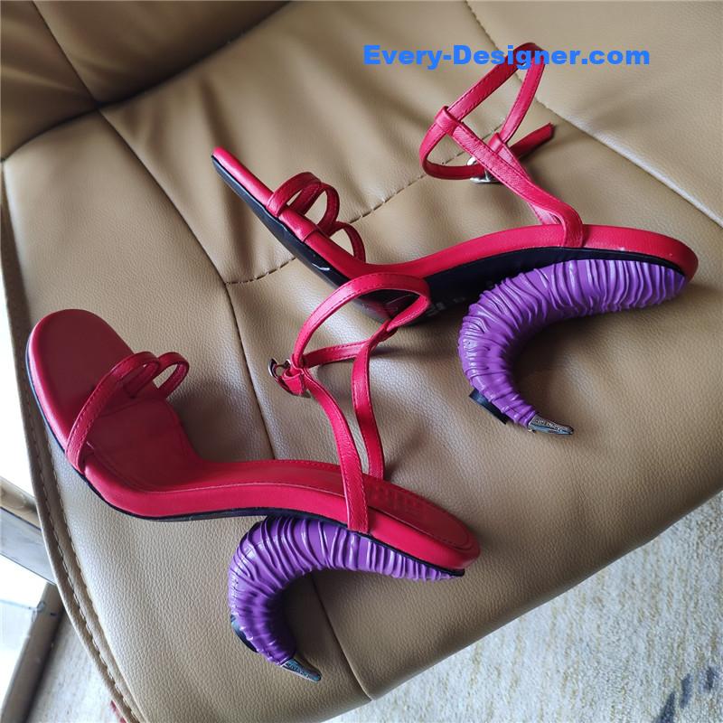 Givenchy Triple Toe Horn Slingbacks Red and Purple
