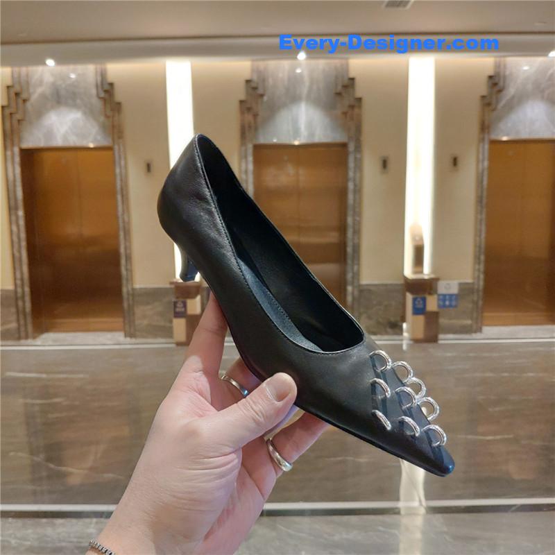 Givenchy Chain Stud Pointed Pumps Black Leather