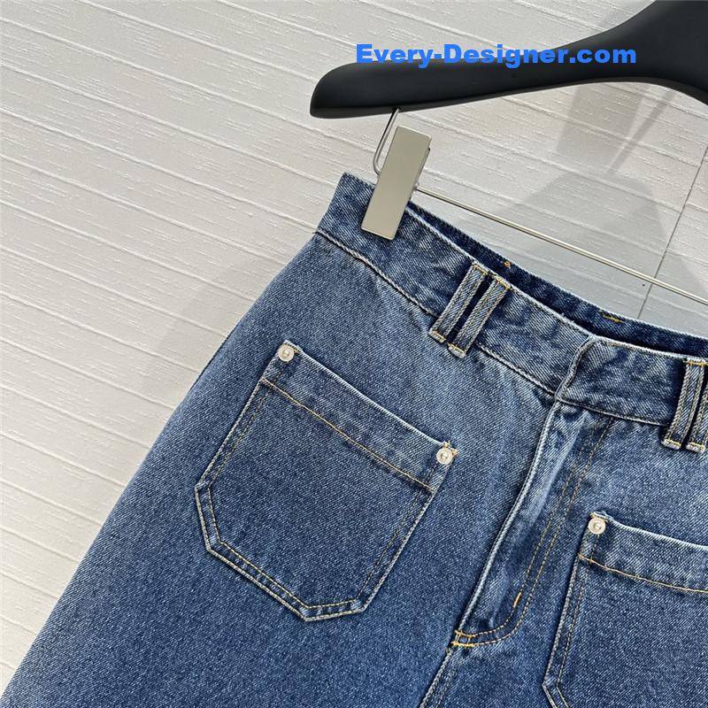 D10r old flower hem denim trousers replica clothes