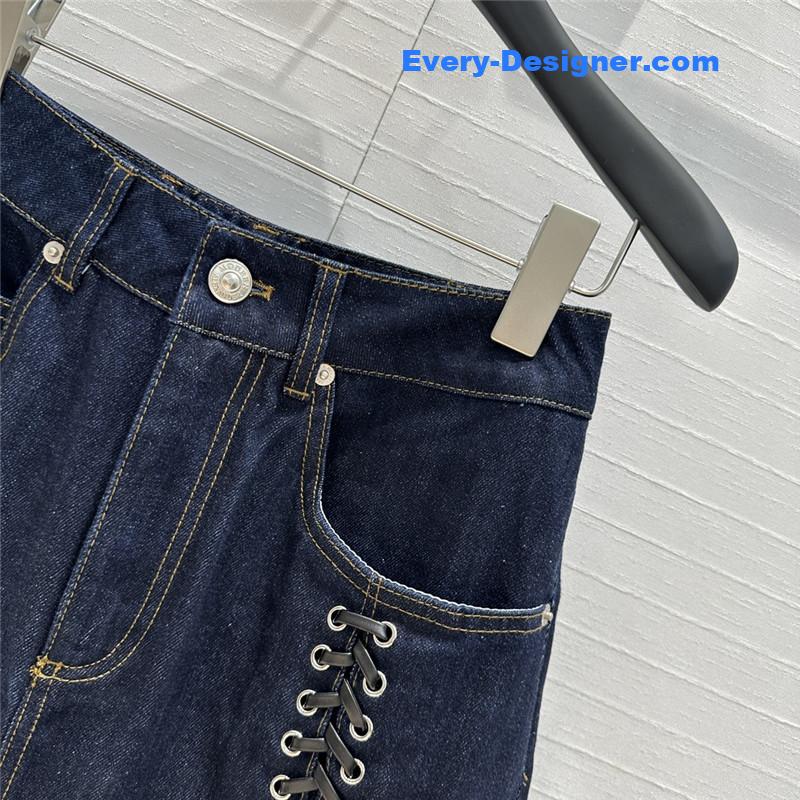 a1exa*der Mcqv*en lace-up denim skirt replica clothes