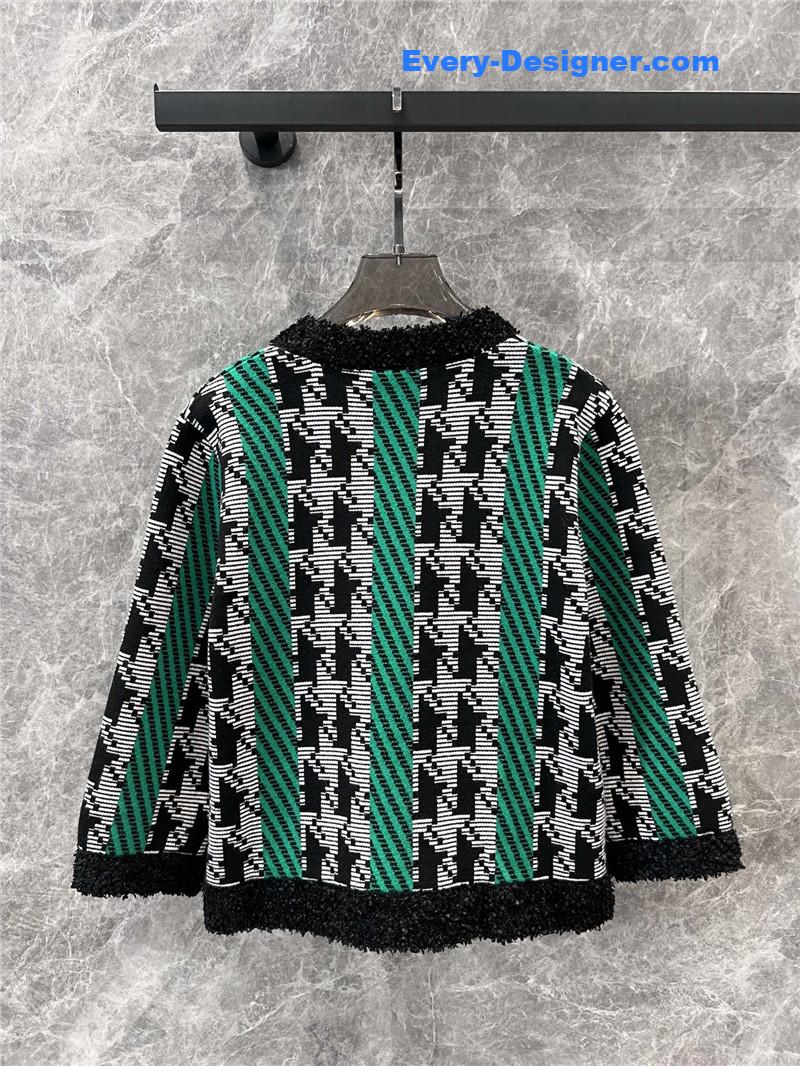 Ch**el color block knitted cardigan jacket replica d&g clothing