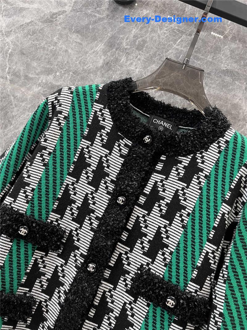 Ch**el color block knitted cardigan jacket replica d&g clothing