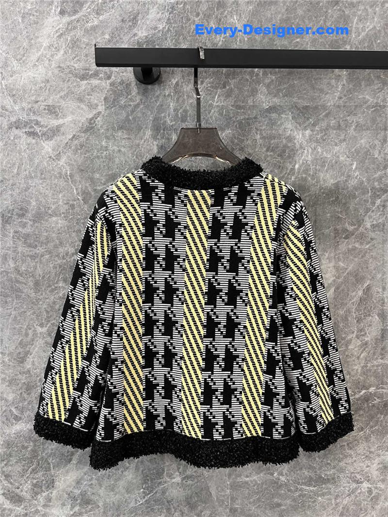 Ch**el color block knitted cardigan jacket replica d&g clothing