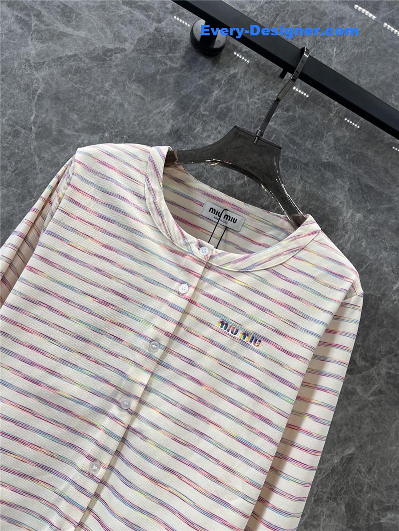M1um1u striped single-breasted small coat replica designer clothes