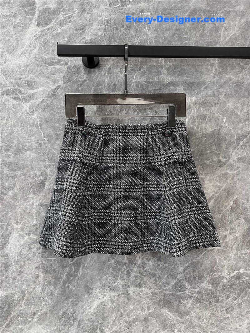 Ch**el grey plaid slub skirt replica clothing