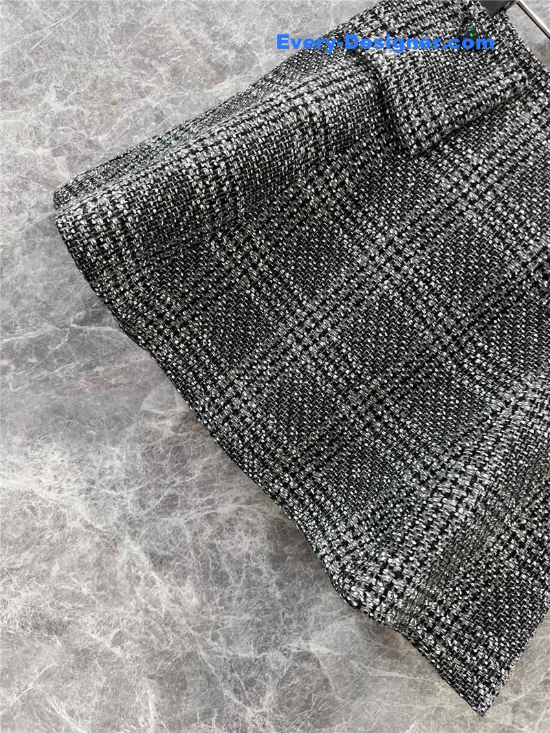 Ch**el grey plaid slub skirt replica clothing