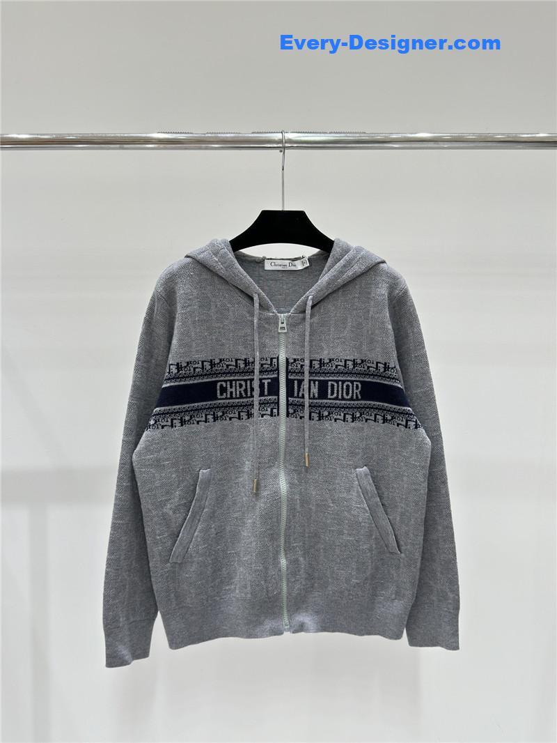 D10r jacquard knitted hooded cardigan replica designer clothes