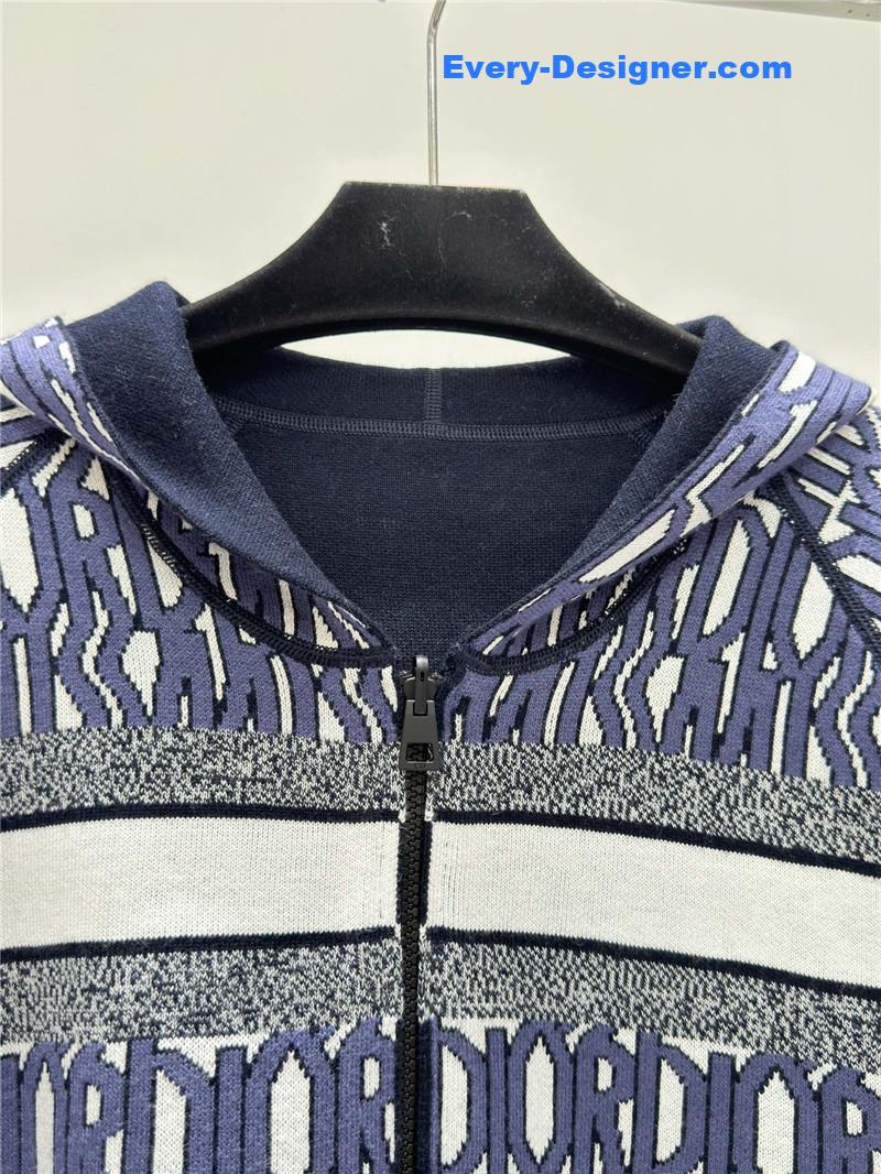 D10r jacquard knitted hooded cardigan replica designer clothes