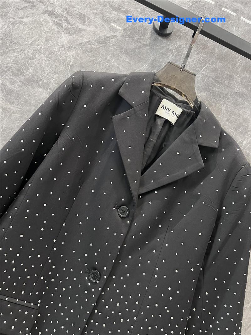 M1um1u starry rhinestone suit jacket replicas clothes
