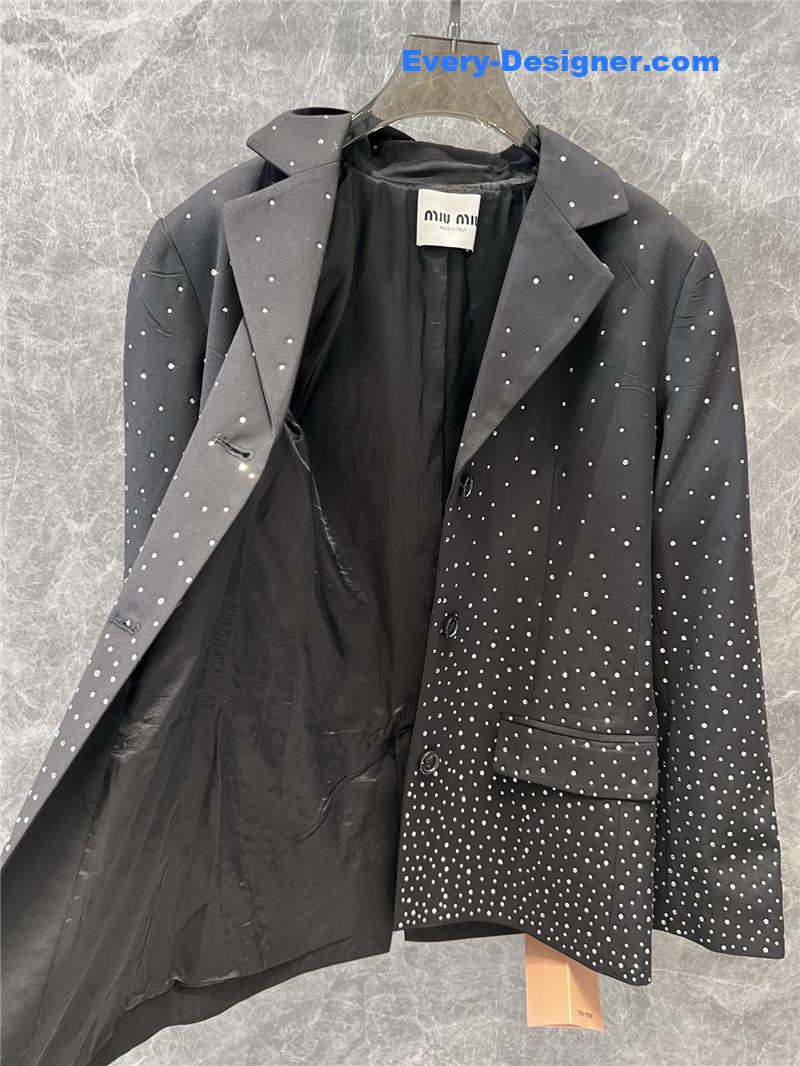 M1um1u starry rhinestone suit jacket replicas clothes