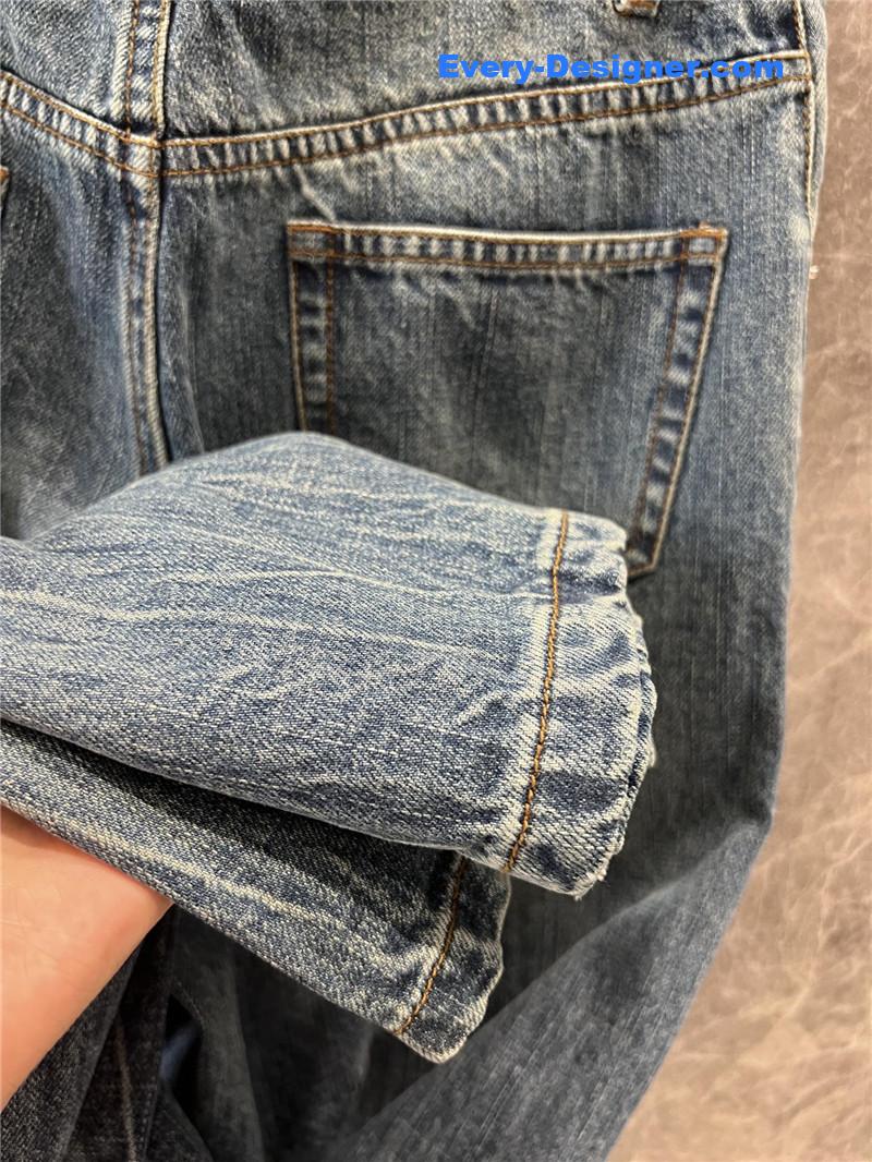 A1exa*der wang distressed logo denim trousers replica clothing