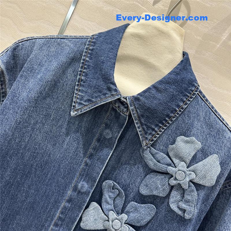Va1e*ntin0 3d floral denim shirt jacket replica clothes