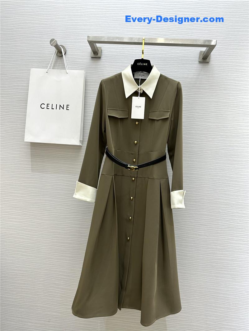Ce1i*e contrast lapel dress replica clothing sites