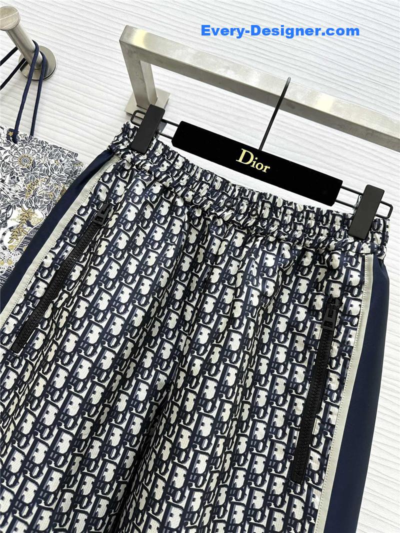 D10r old flower elastic waist straight pants replica clothes
