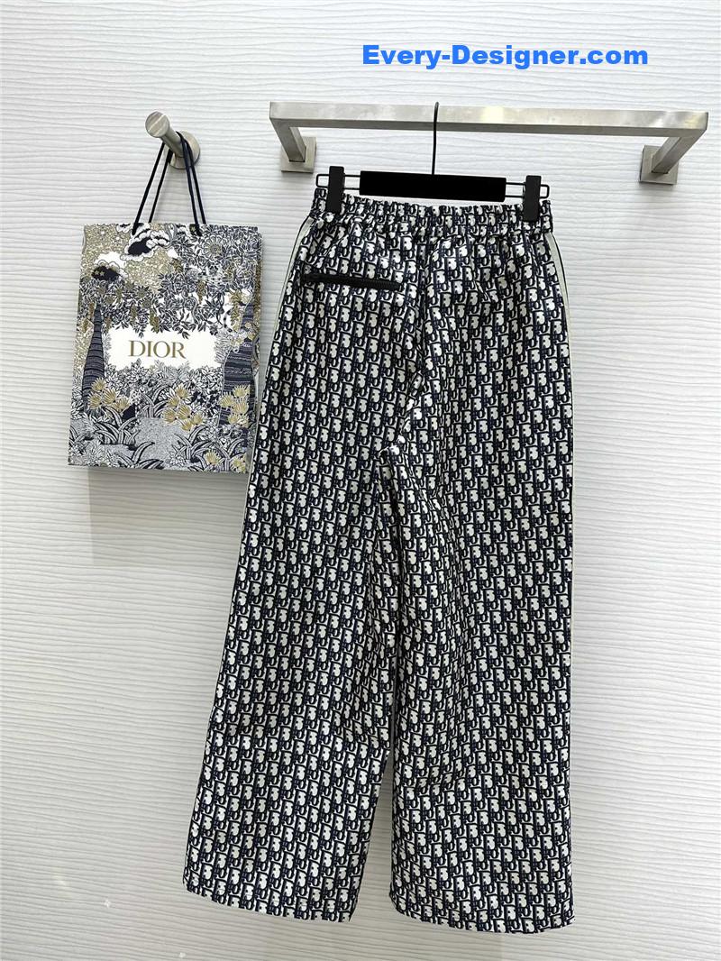 D10r old flower elastic waist straight pants replica clothes