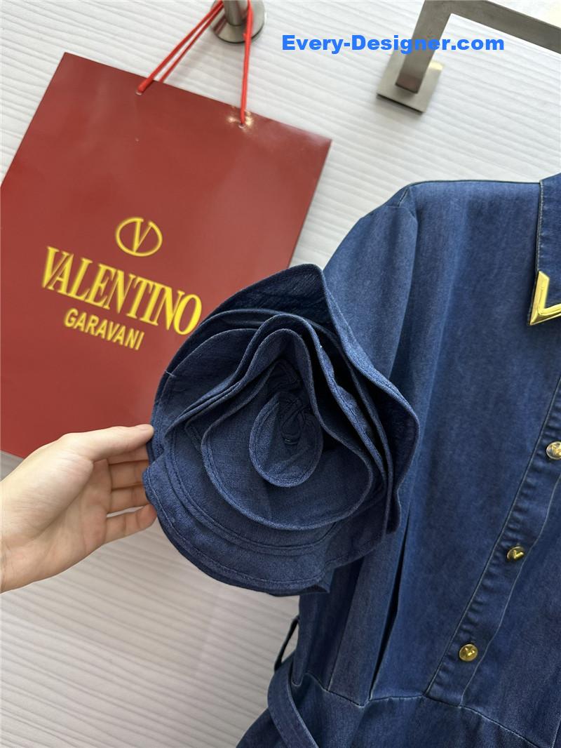 Va1e*ntin0 short sleeve denim dress replica clothes
