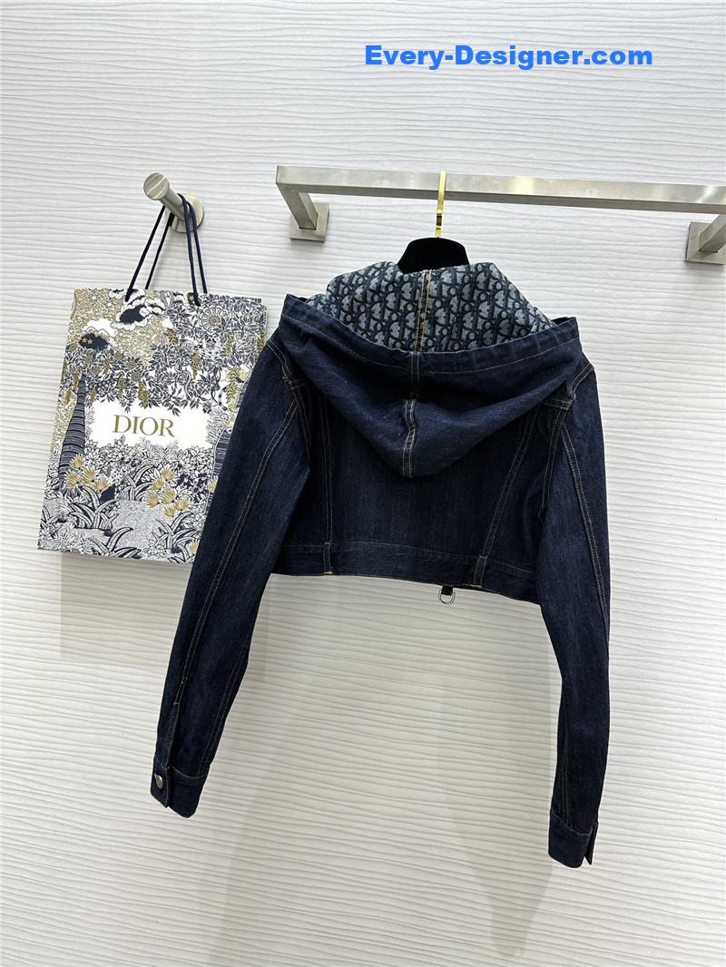 D10r monogram cropped denim hooded jacket replica d&g clothing