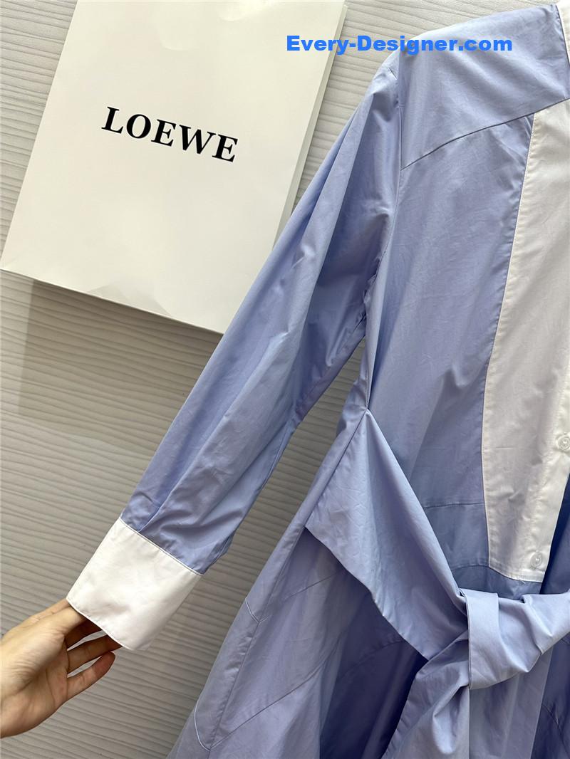 L0ew* blue patchwork irregular shirt dress replica clothes