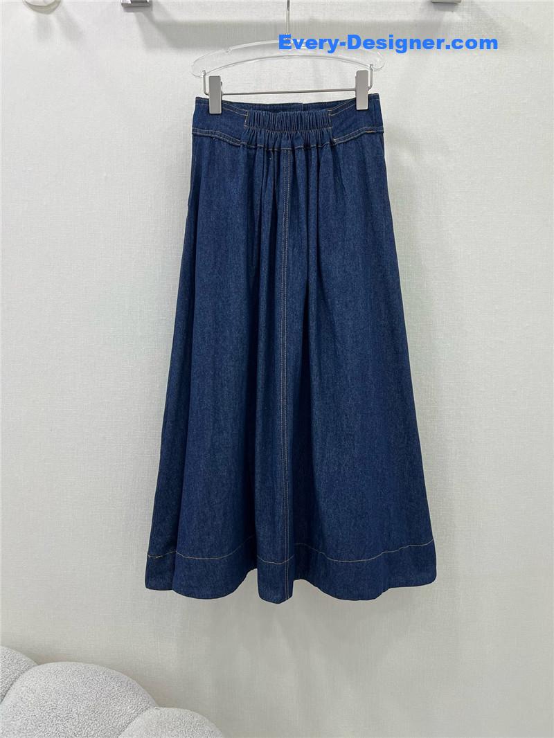 Pra*a triangle logo denim skirt replica clothing sites