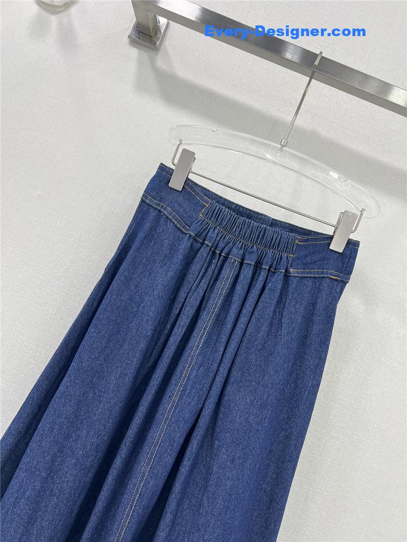 Pra*a triangle logo denim skirt replica clothing sites