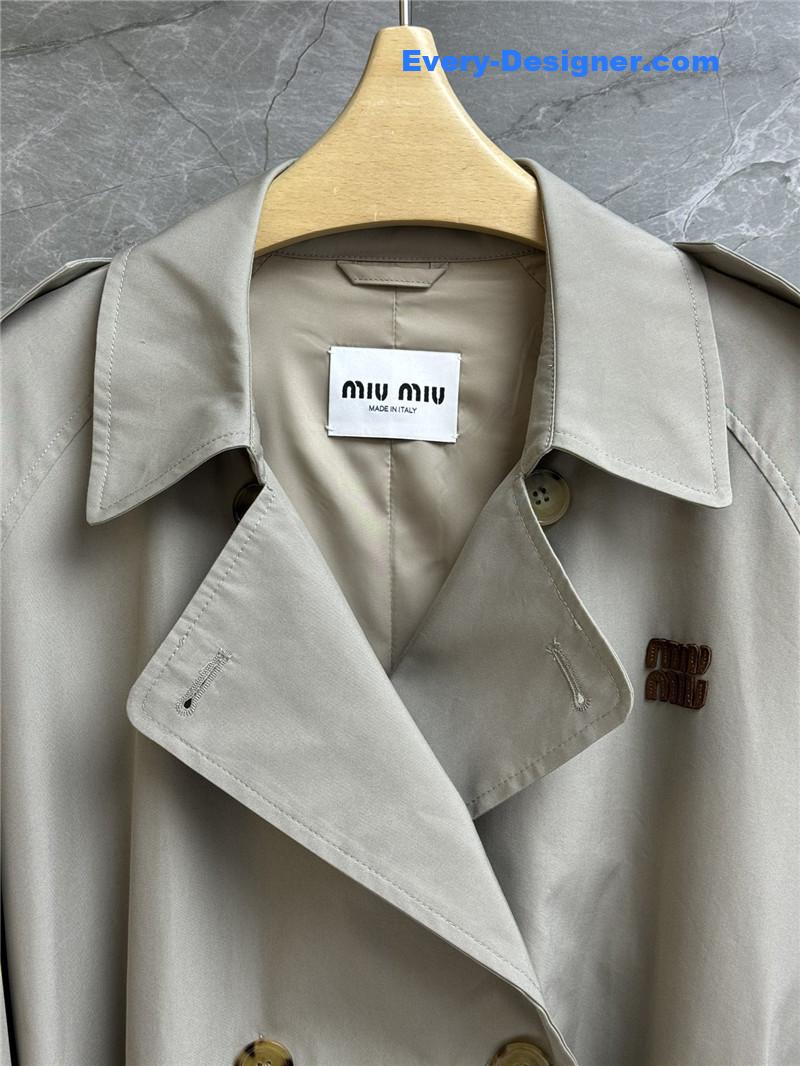M1um1u double-breasted long trench coat replicas clothes