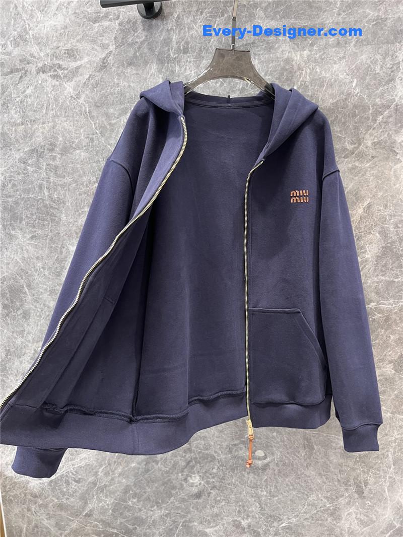 M1um1u loose zipper hooded jacket replica clothing sites