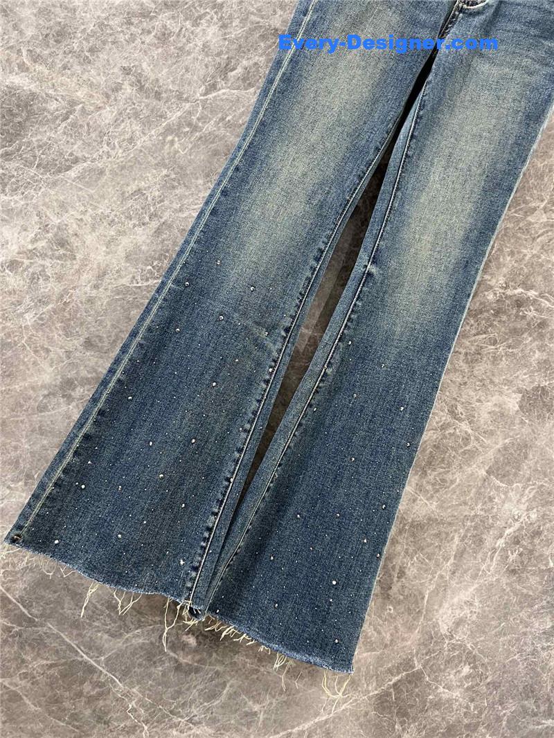 M1um1u flared rhinestone jeans replica clothing sites