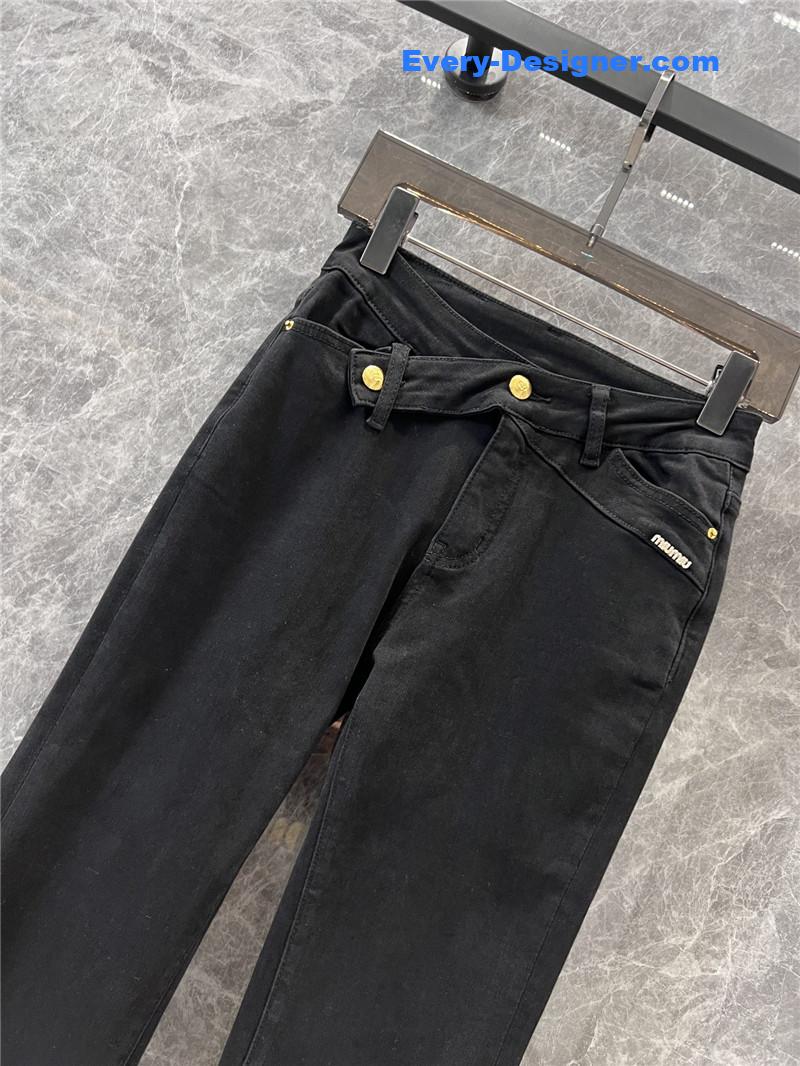 M1um1u flared rhinestone jeans replica clothing sites