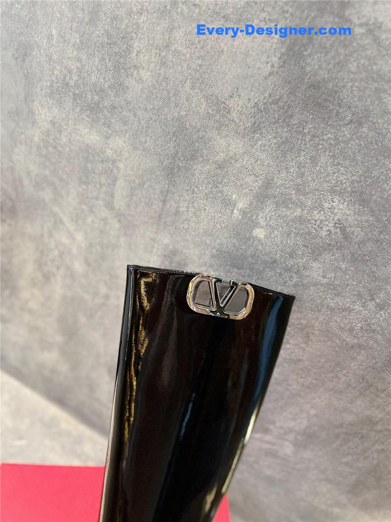 Va1e*ntin0 garavani vlogo patent leather knee-high boots