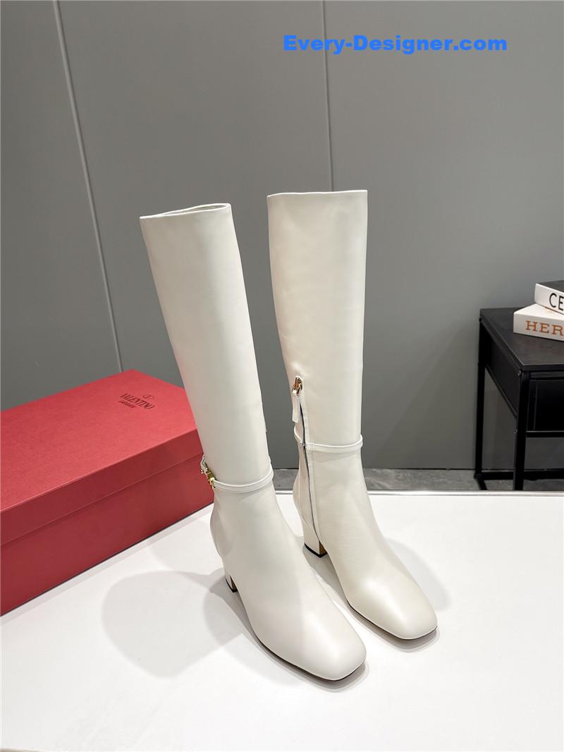 Va1e*ntin0 garavani white tan-go keen high boots