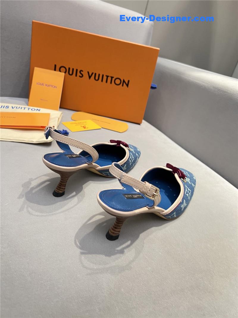 l0vis Vvtt0n neo slingbacks monogram denim blue pumps
