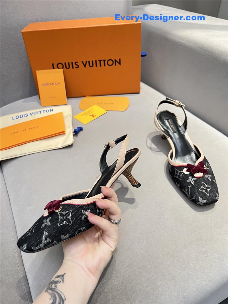l0vis Vvtt0n neo slingbacks monogram denim black pumps