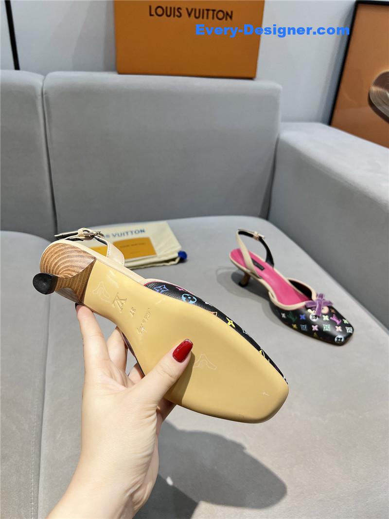 l0vis Vvtt0n neo slingbacks pumps pink and black monogram