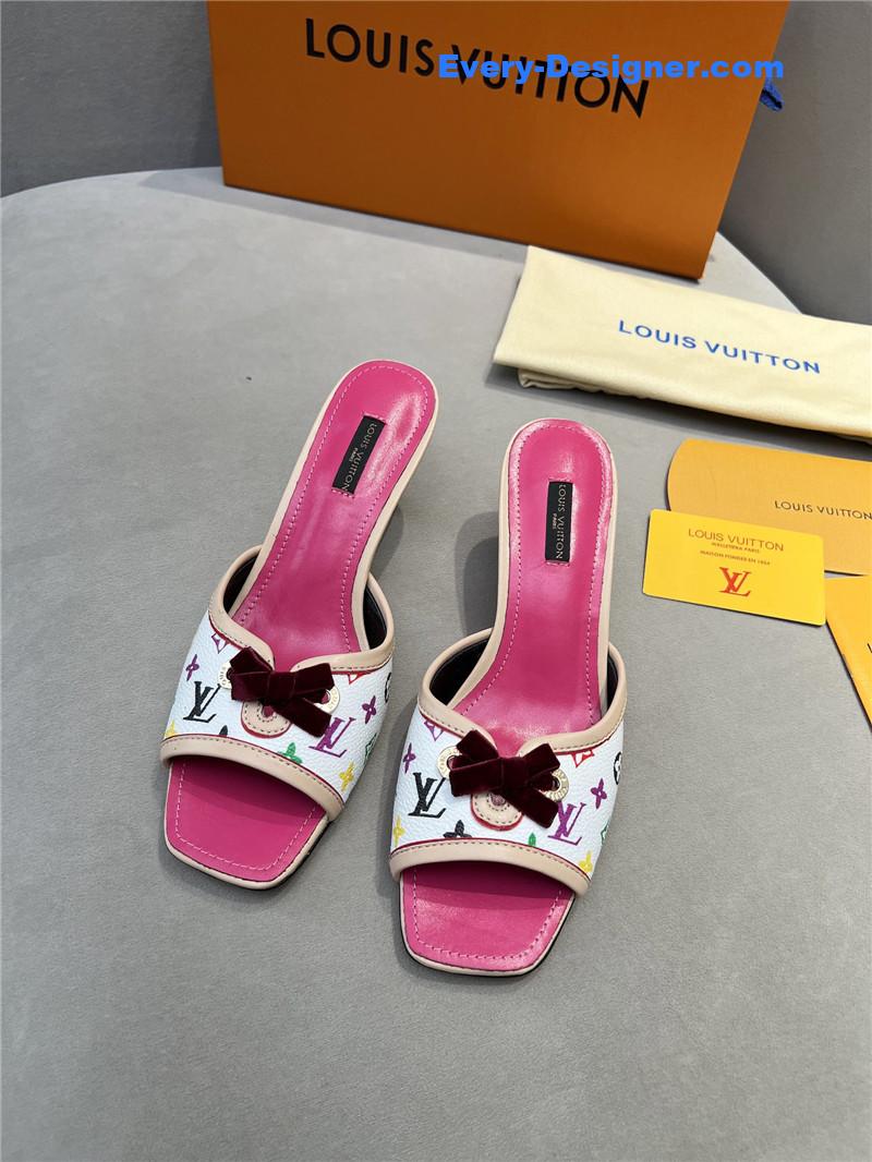 l0vis Vvtt0n neo revival mules pink and white printed calfskin